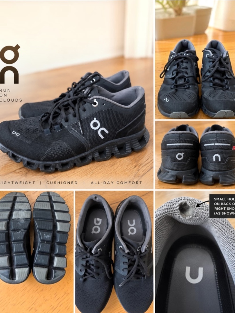 On Cloud Women’s Black CloudTec Running Walking Shoes Size 6.5